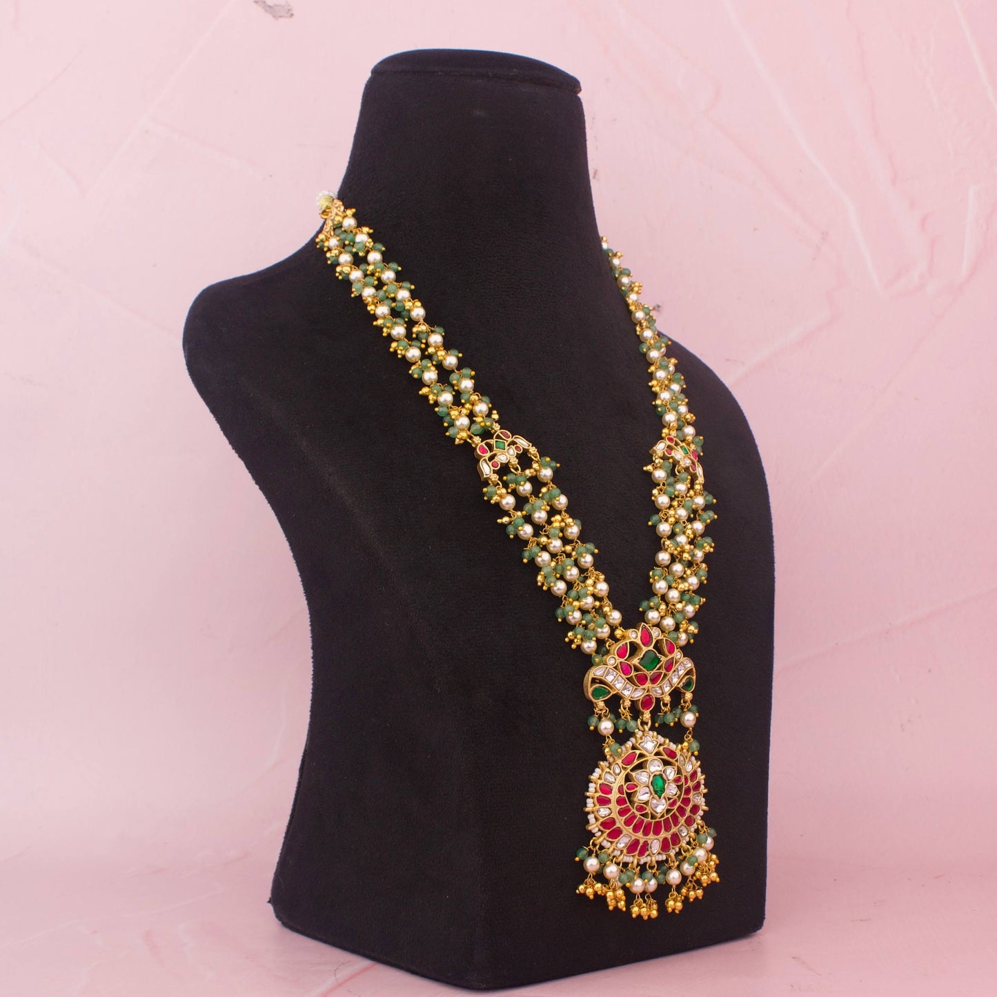 Elegant Jadau Kundan Necklace With Pearl Beaded Layers