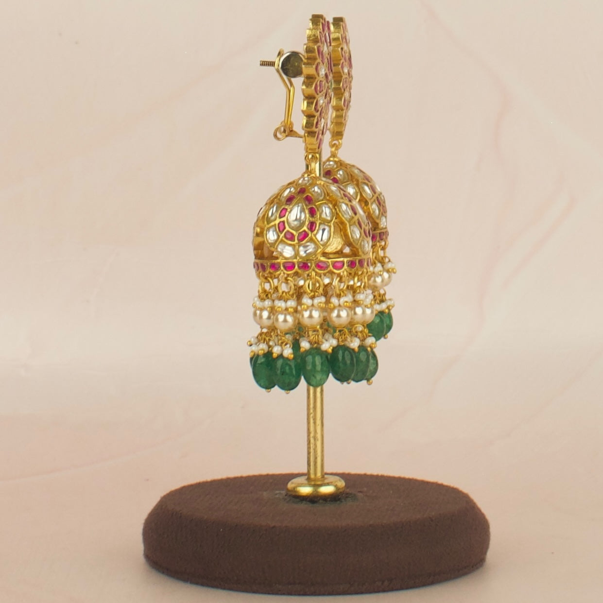 Heritage Floral Design Studded Jadau Kundan Jhumka