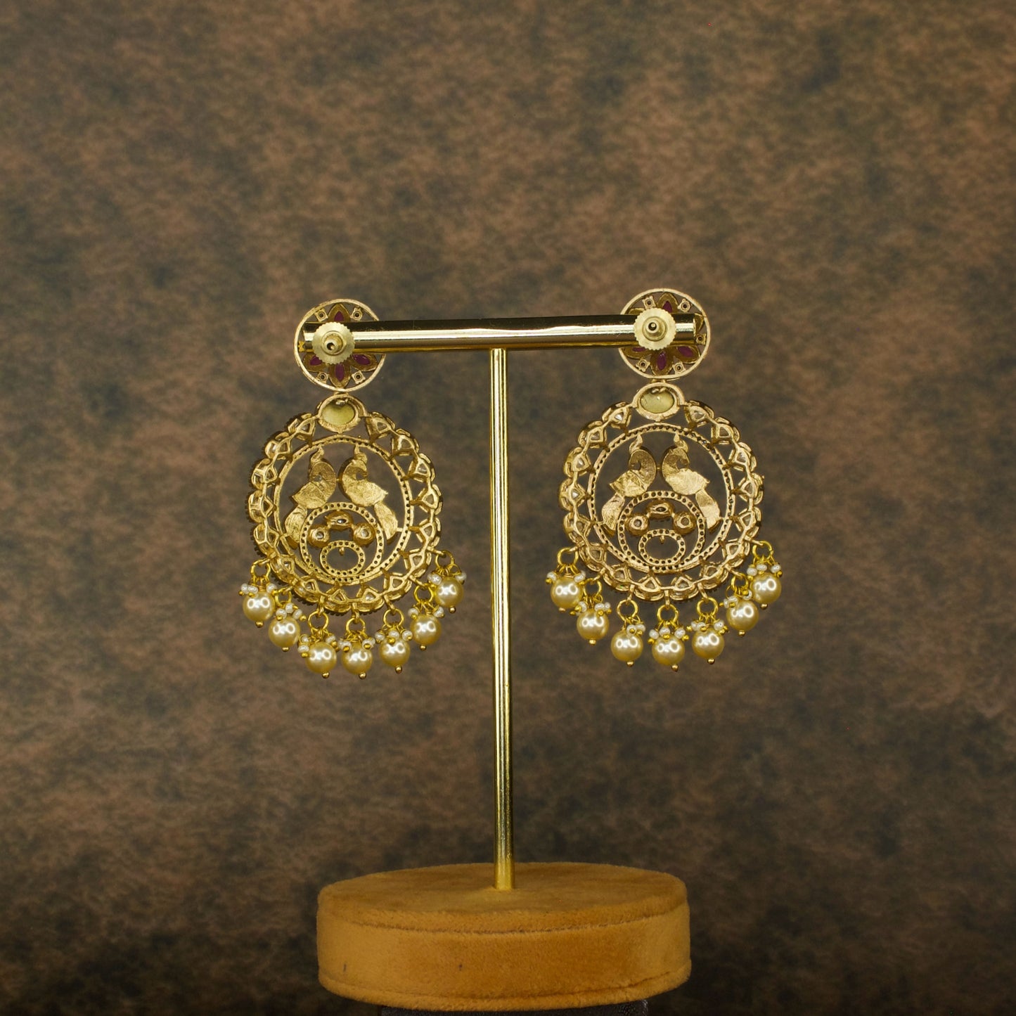 Floral Ring peacock design Victorian Chandbali Earrings