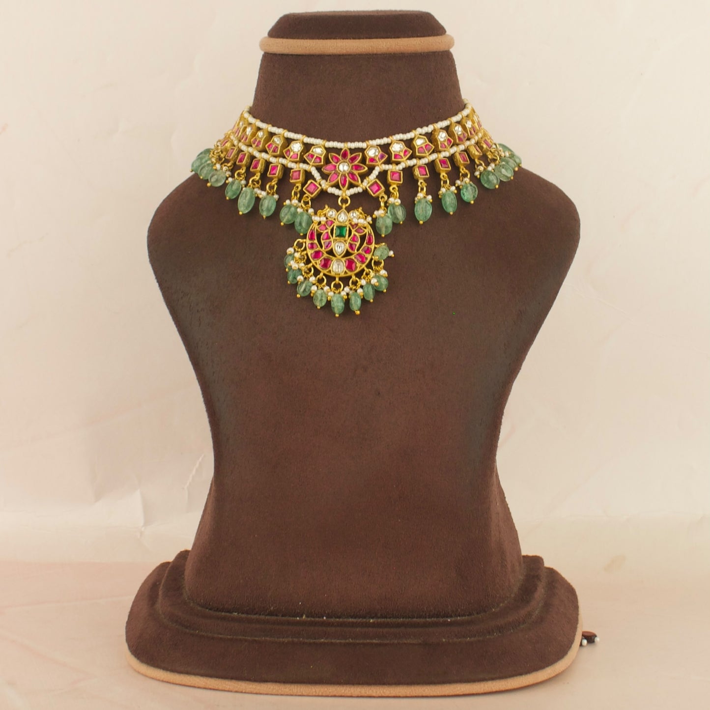 Gold inspired floral Chandbali Design Jadau Kundan Necklace and Choker