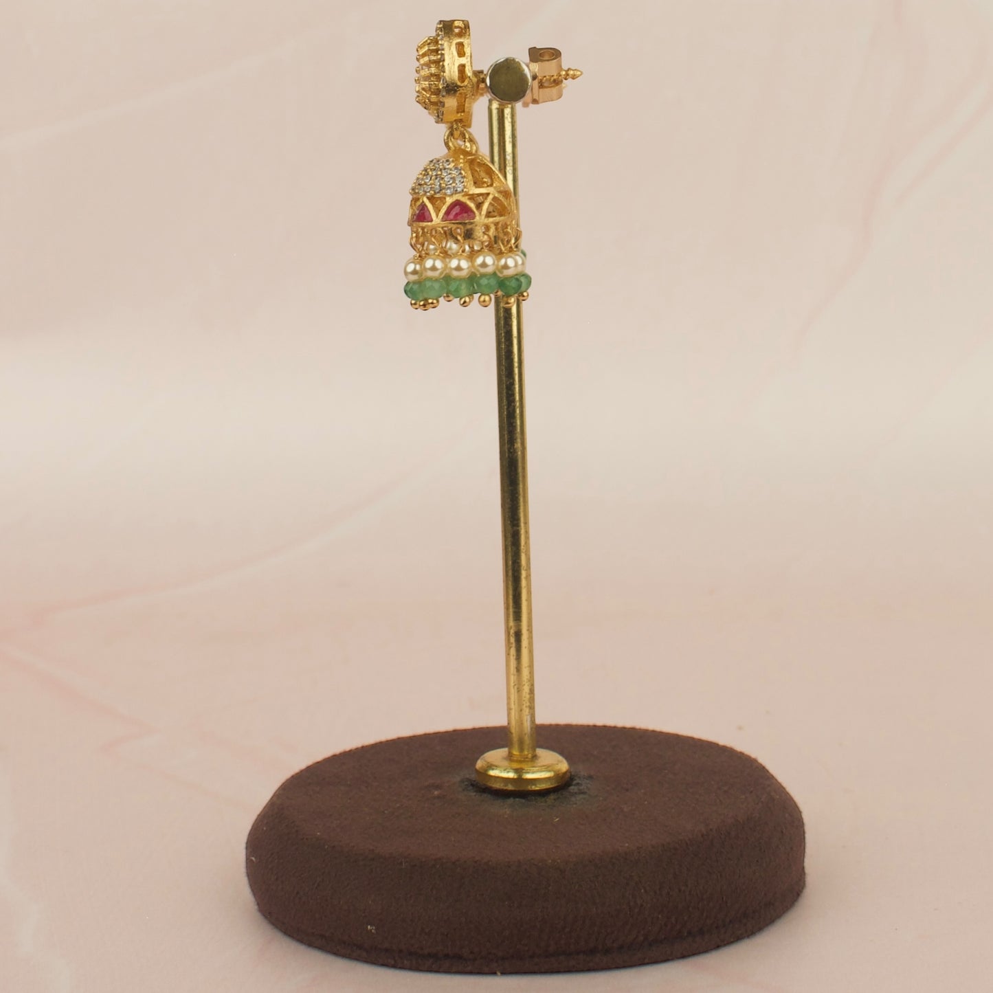 Small Sized Jadau Kundan Cz Jhumka Earrings