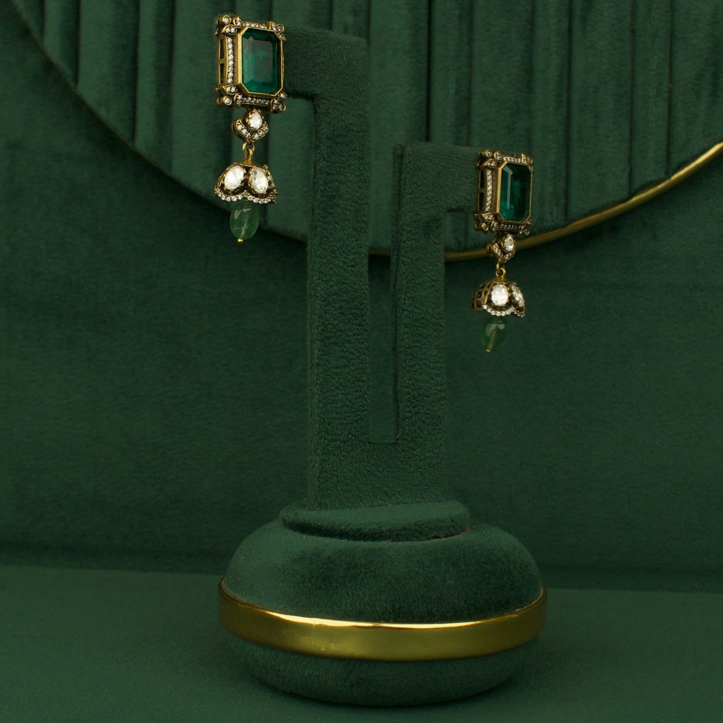 Royal Chandbali Design Polki Victorian Beads Necklace with Matching Earrings