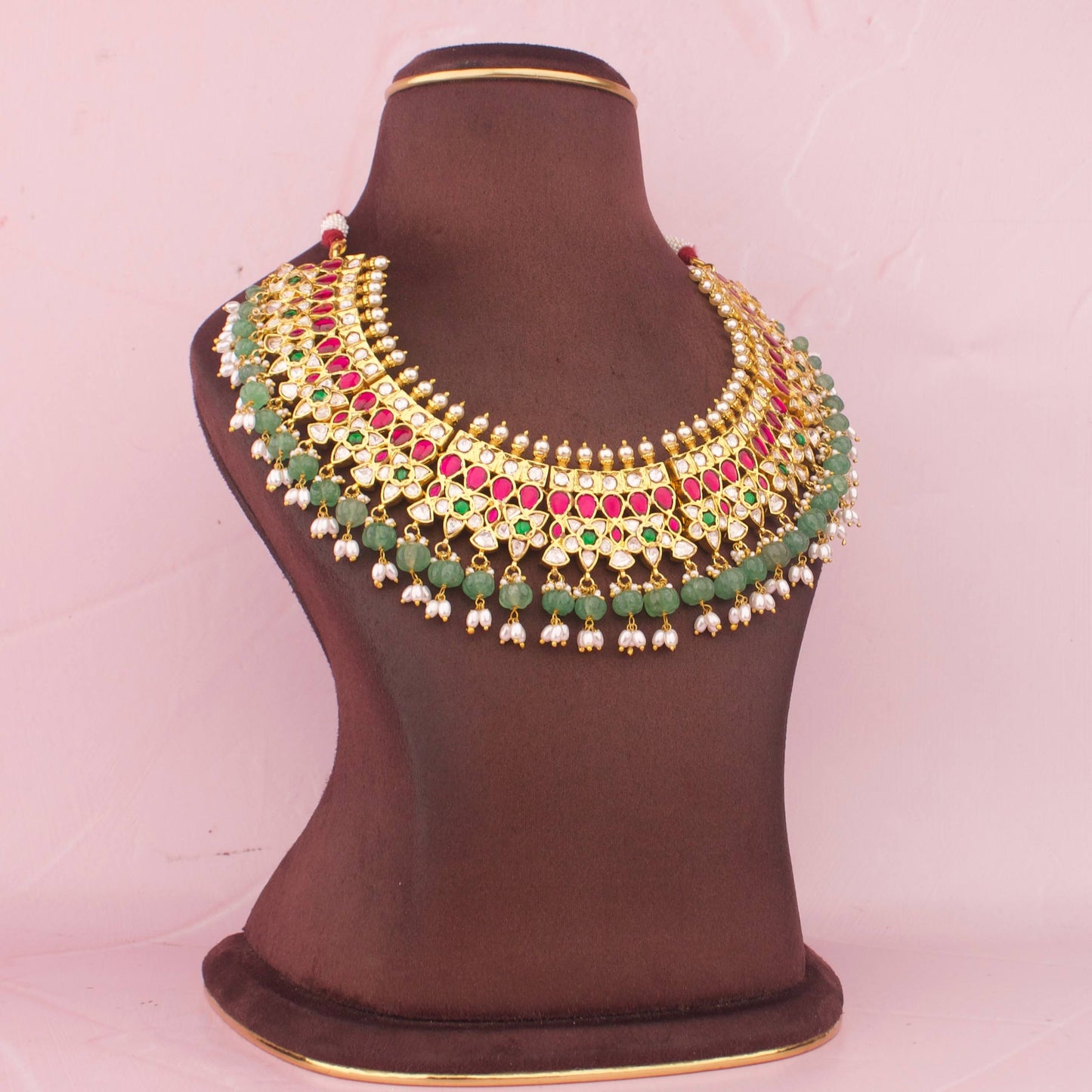 Heritage Jadau Kundan X Polki Kundan Necklace With Beads Hangings