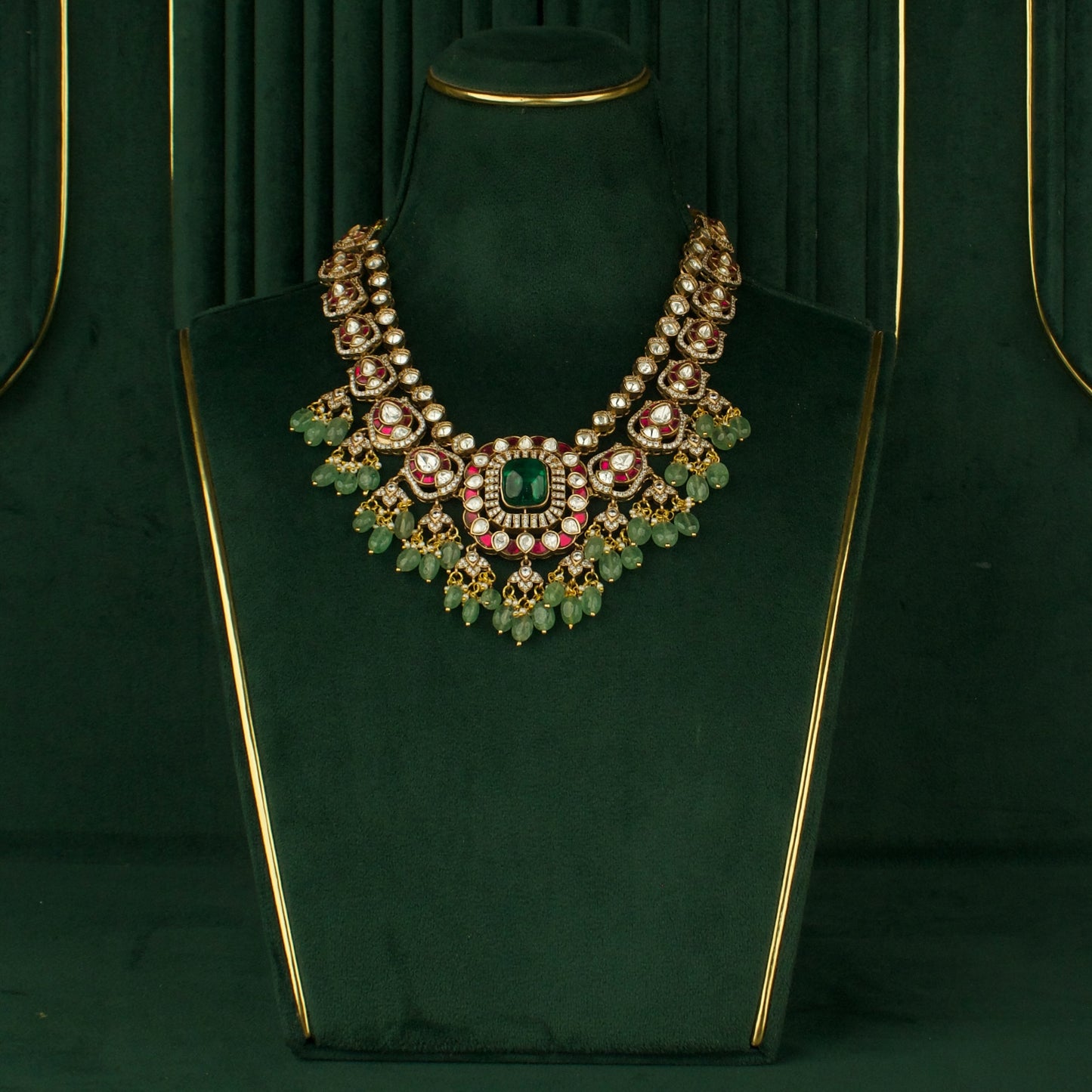 Bridal Impressive Fusion Kundan & Polki Victorian Double Layered Necklace