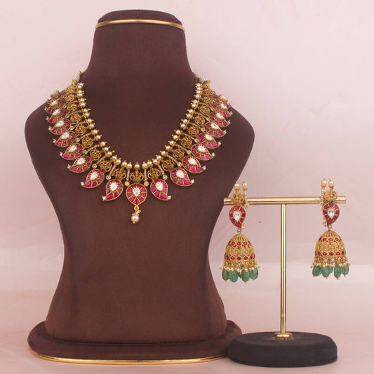 Traditional Jadau Kundan x Nakshi Laxmi Devi Necklace Set