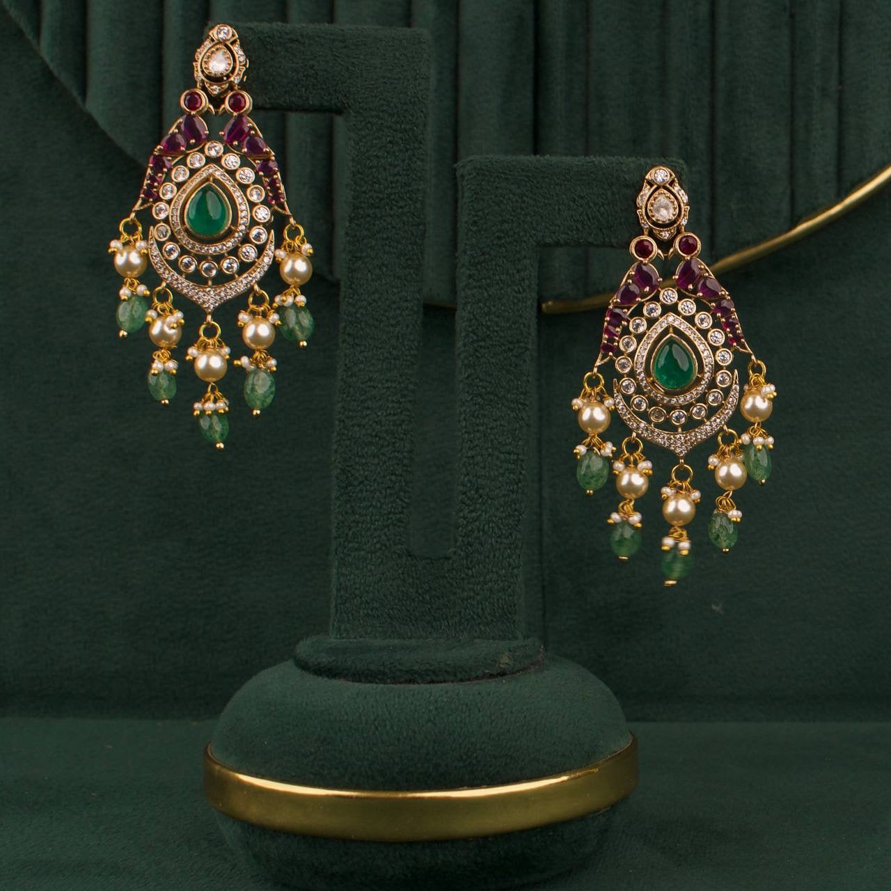 Victorian Polki Layer By Layer Haram With Matching Earrings