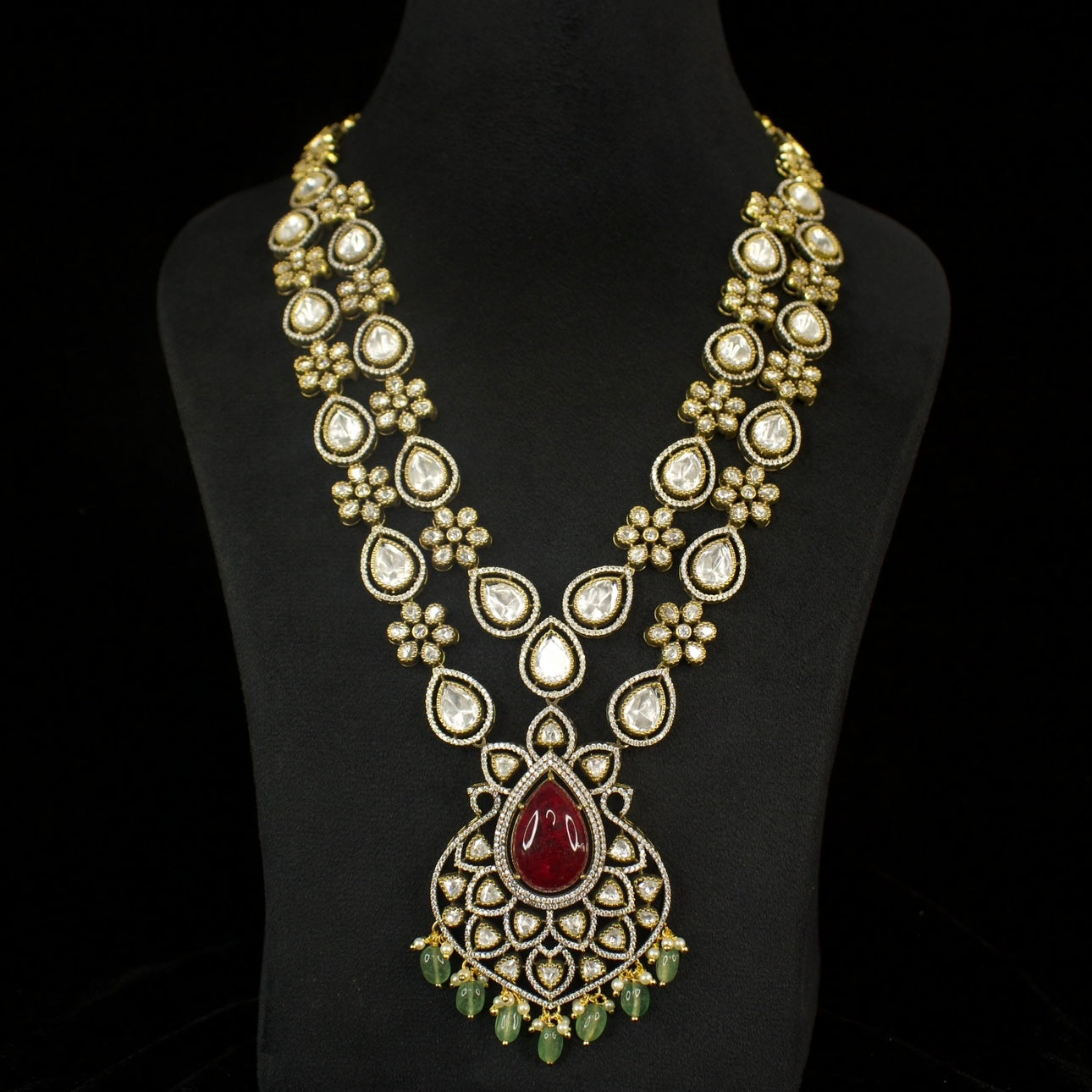 Victorian Moissanite Necklace Set with Teardrop Stones