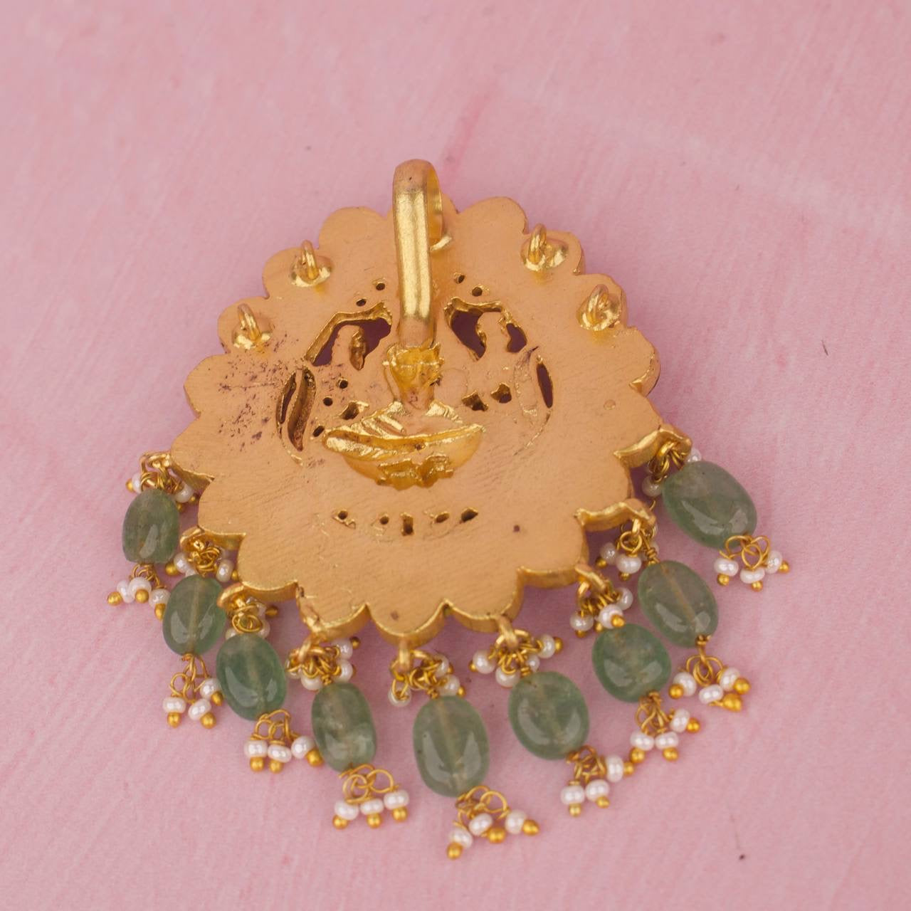 Divine Lakshmi Devi Jadau Kundan Pendant With Multi Hook Options