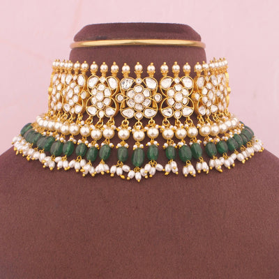 Trending Moissanite Polki Choker With Guttapusalu Hangings