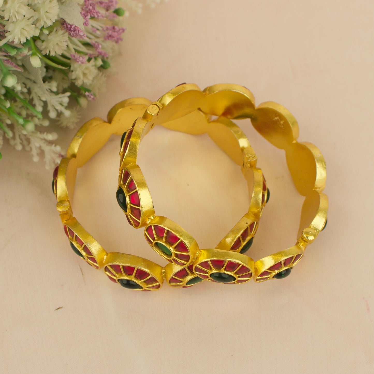 Majestic Jadau Kundan Mango Design Bangles