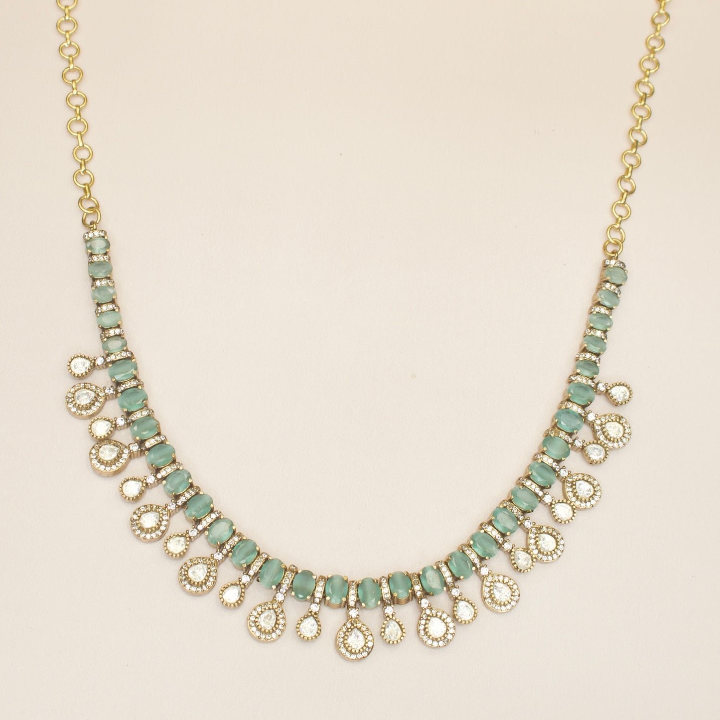 Trending One-Line Victorian Necklace Set with drop earrings