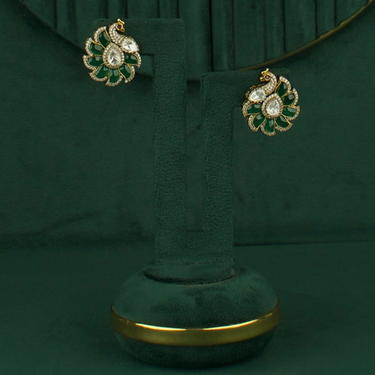 Graceful Fusion Kundan & Polki Peacock Victorian Tops