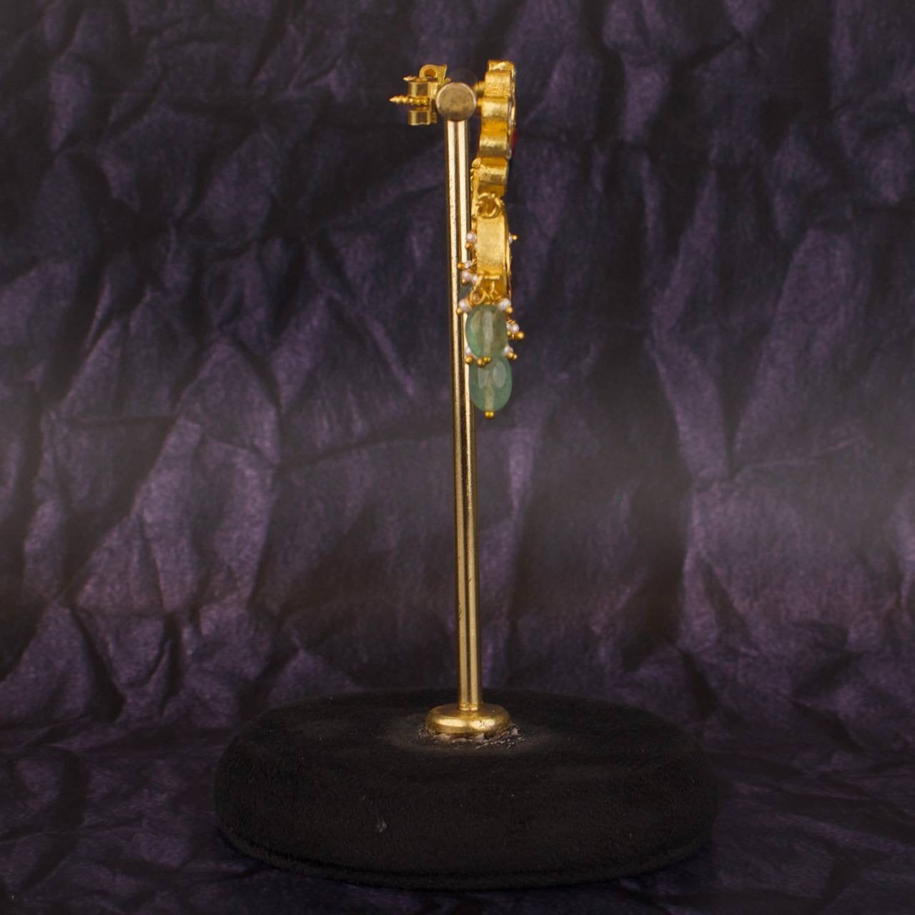 Peacock Studded Jadau Kundan Chandbali Earrings