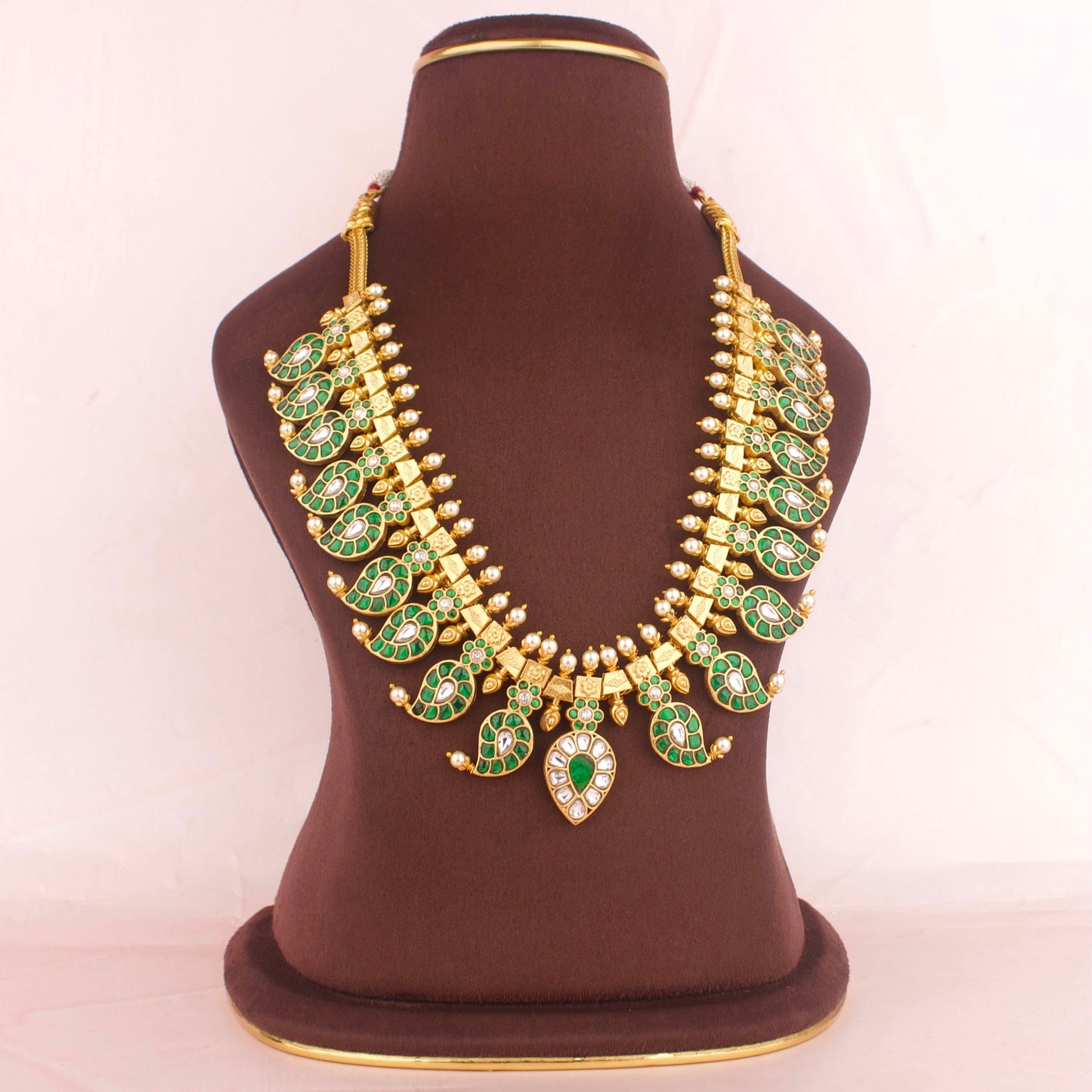 Majestic Jadau Kundan Mango Necklace - DULHAN JEWELS