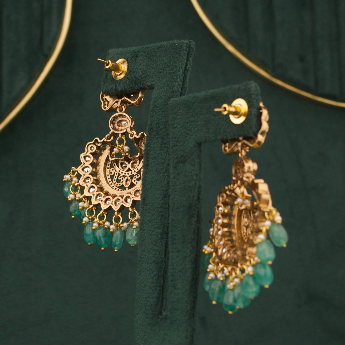 Opulent Victorian Chandbali Earrings With Strawberry Beads