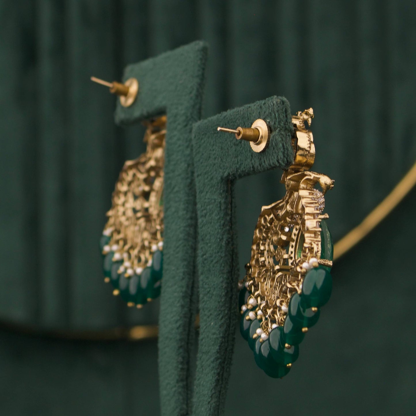 Designer Triple Layer Victorian Polki Necklace With Earrings