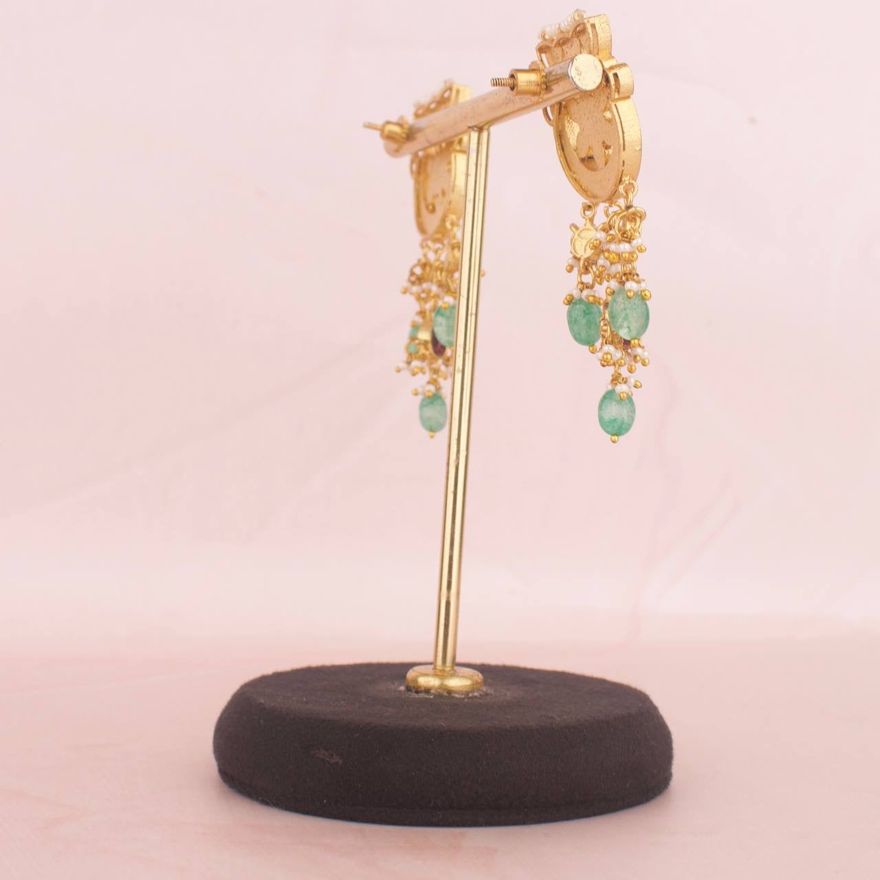 Classic Floral Chand Design Jadau Kundan Choker With Matching Earrings