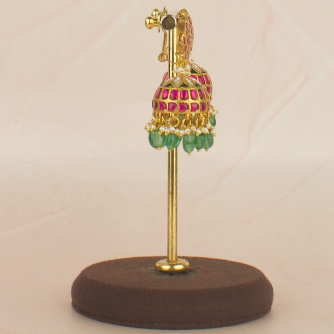 Elegant Floral Chandbali Design Studded Jadau Kundan Jhumki