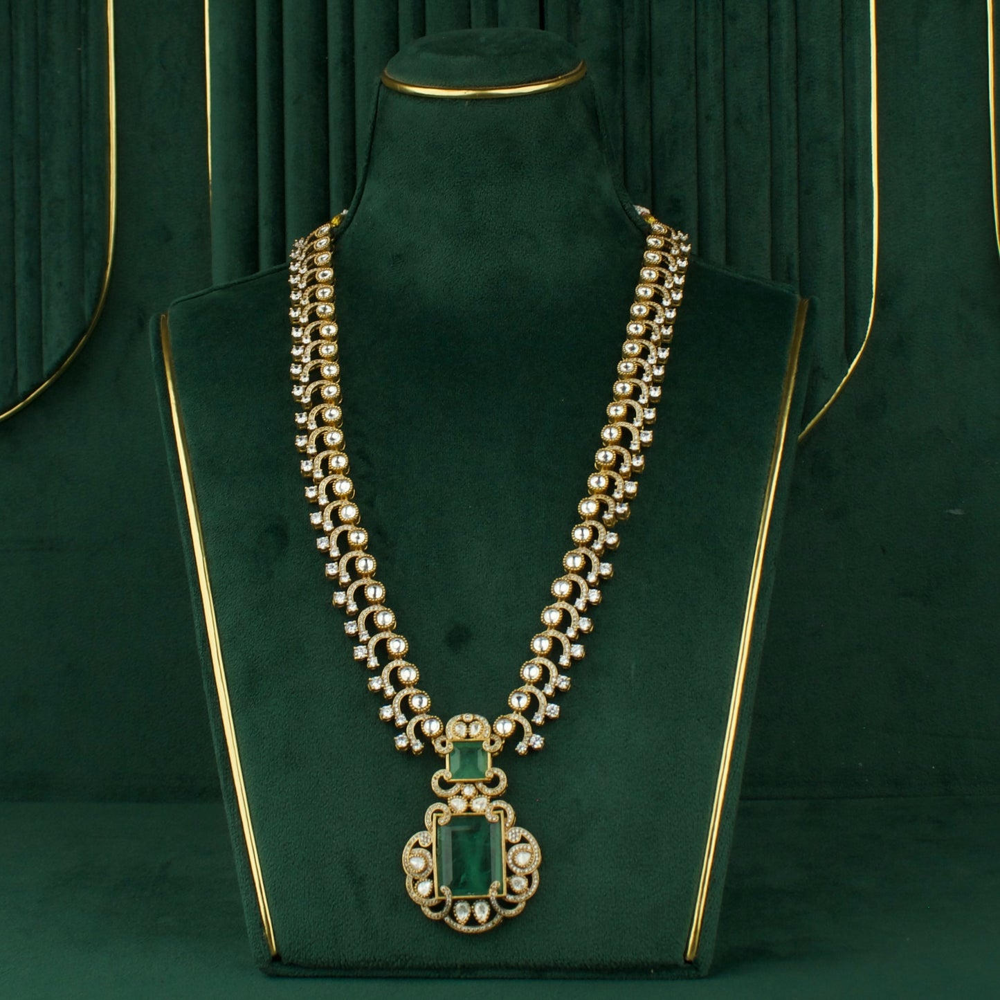 Royal Elegance Design Polki Victorian Necklace with Matching Earrings