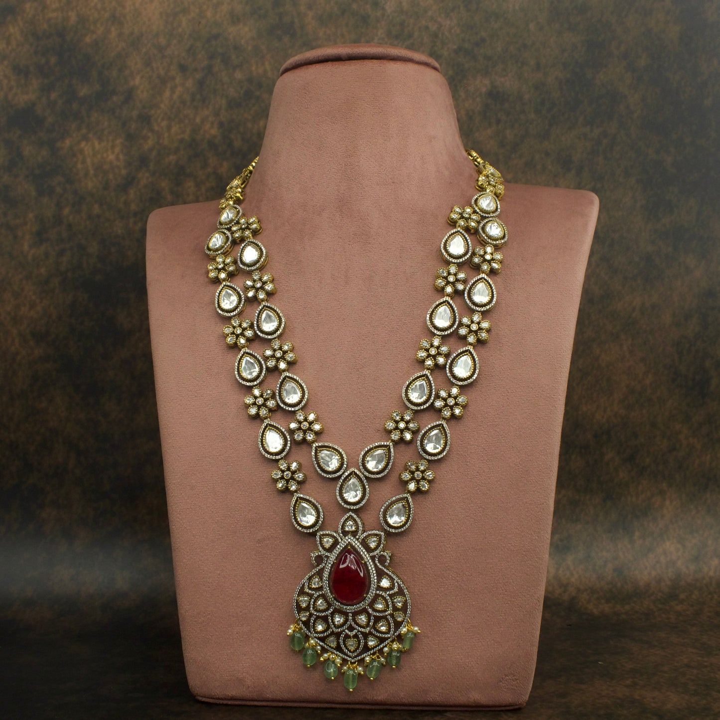 Victorian Moissanite Necklace Set with Teardrop Stones
