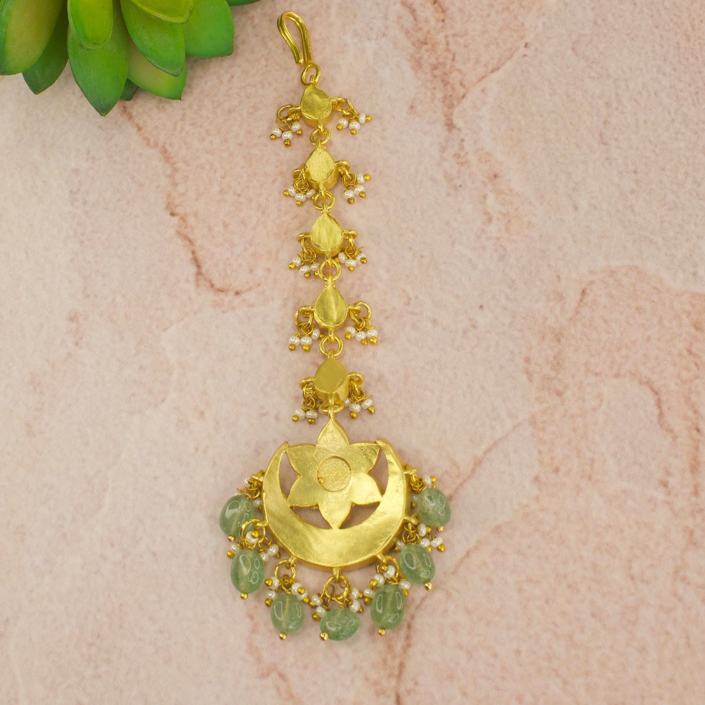 Royal Elegance Jadau Kundan Maang Tikka in white