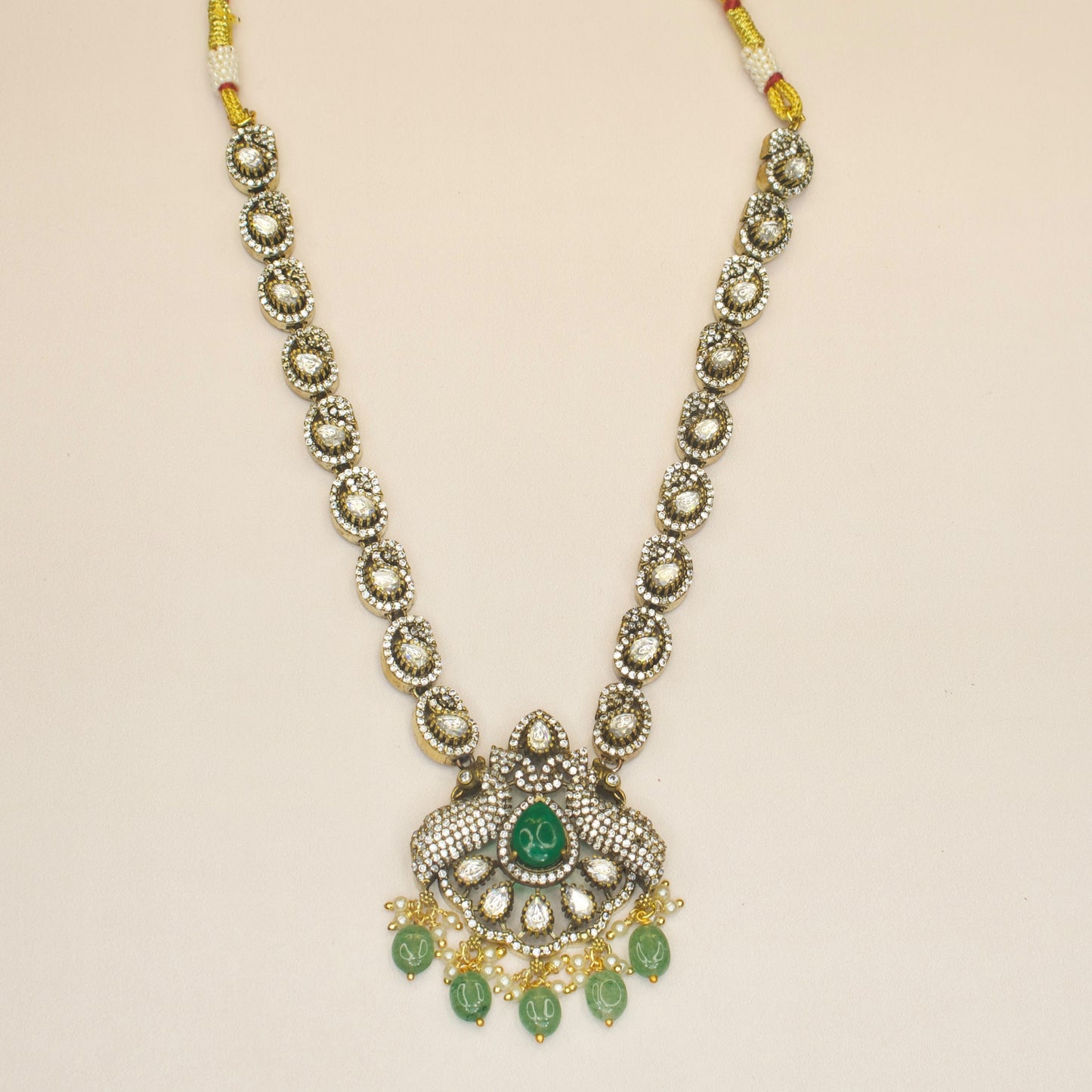 Peacock Victorian Zircon Necklace Set with earrings