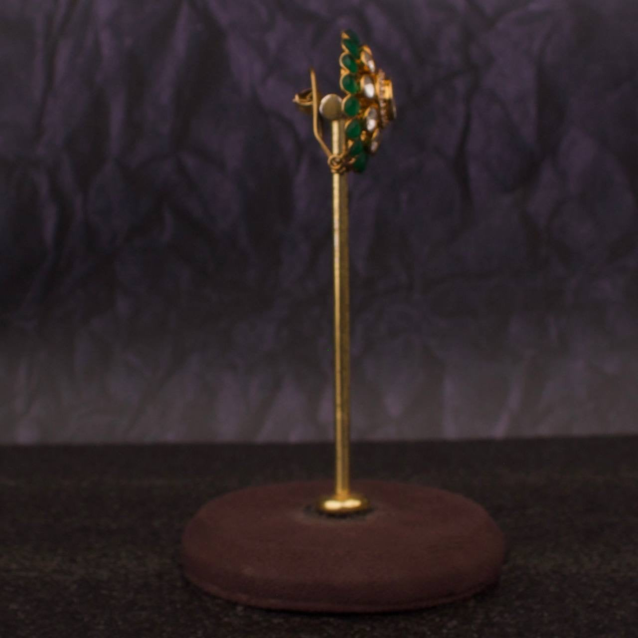 Victorian Finish Pure 925 Silver Moissanite Polki Stud Earrings