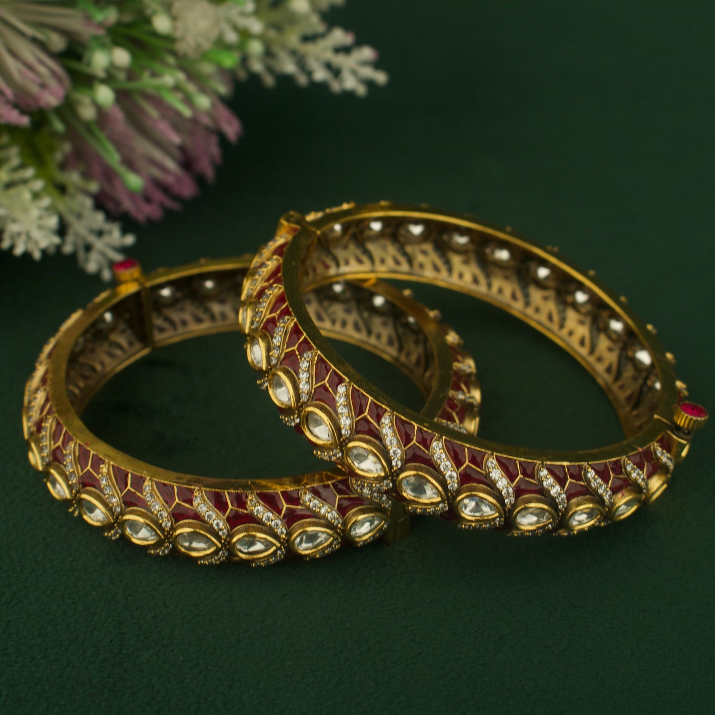 Traditional Fusion Kundan & Polki Victorian Bangles
