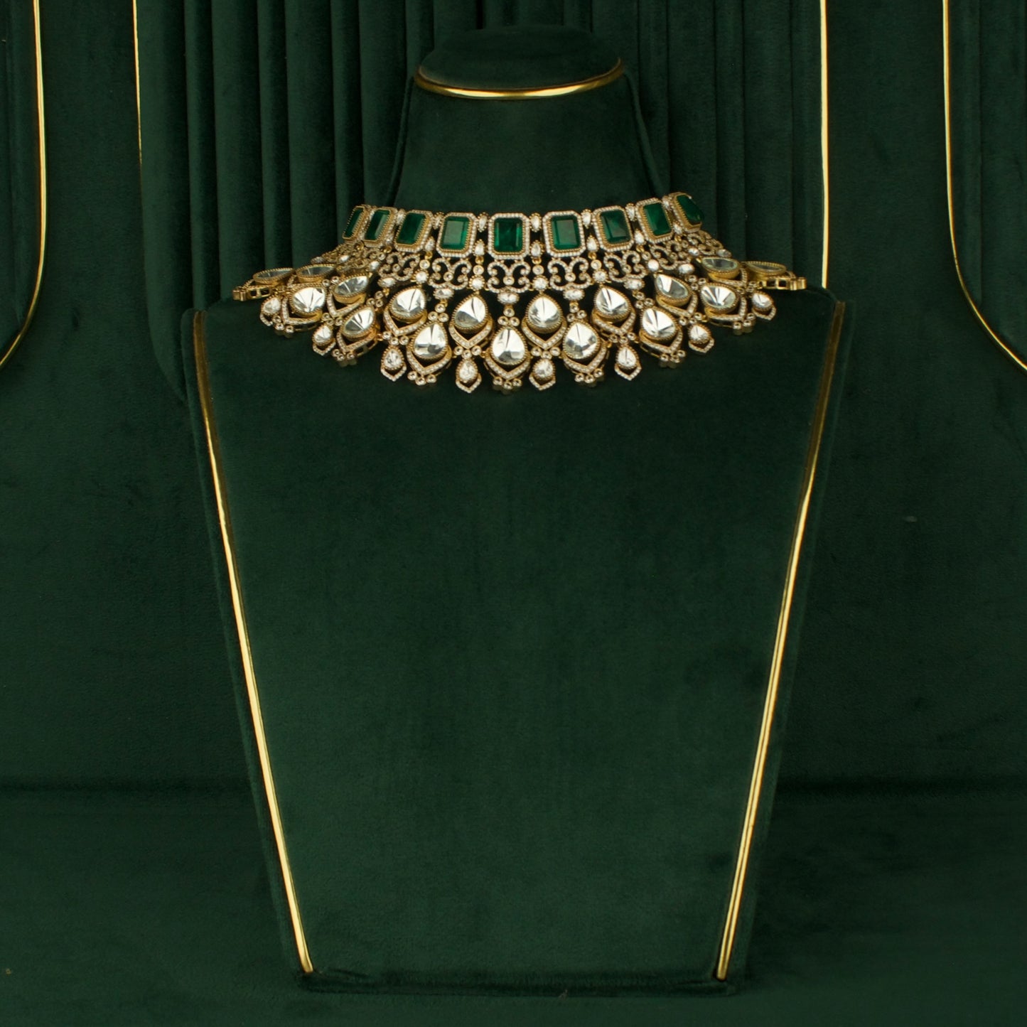 Intricate Design Polki Victorian Choker with Matching Earrings