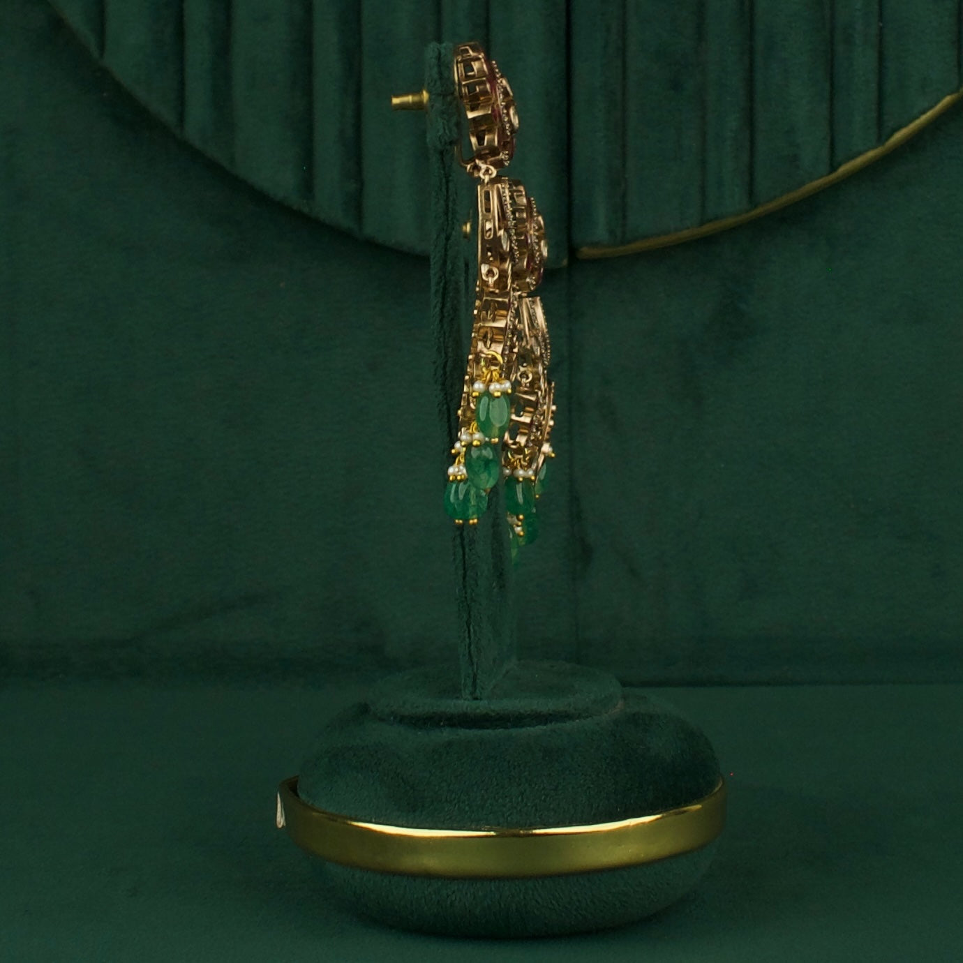 Bridal Step-By-Step Victorian Chand Bali Earrings with Green Beads
