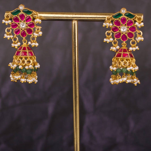 Real Gold Style Jadau Kundan Jhumki Design
