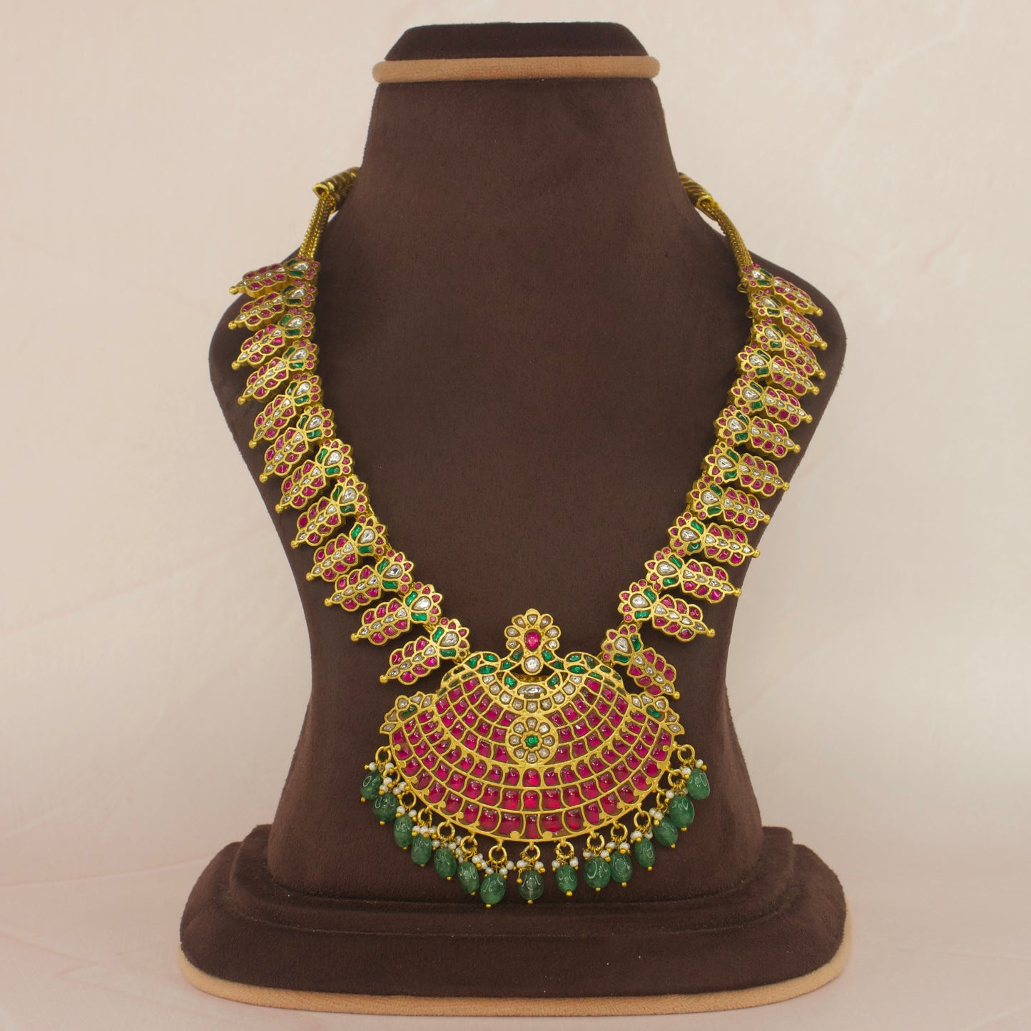 Gold Plated Heavy Jadau Kundan Long Necklace with 22k gold plating. This product belongs to jadau Kundan jewellery category