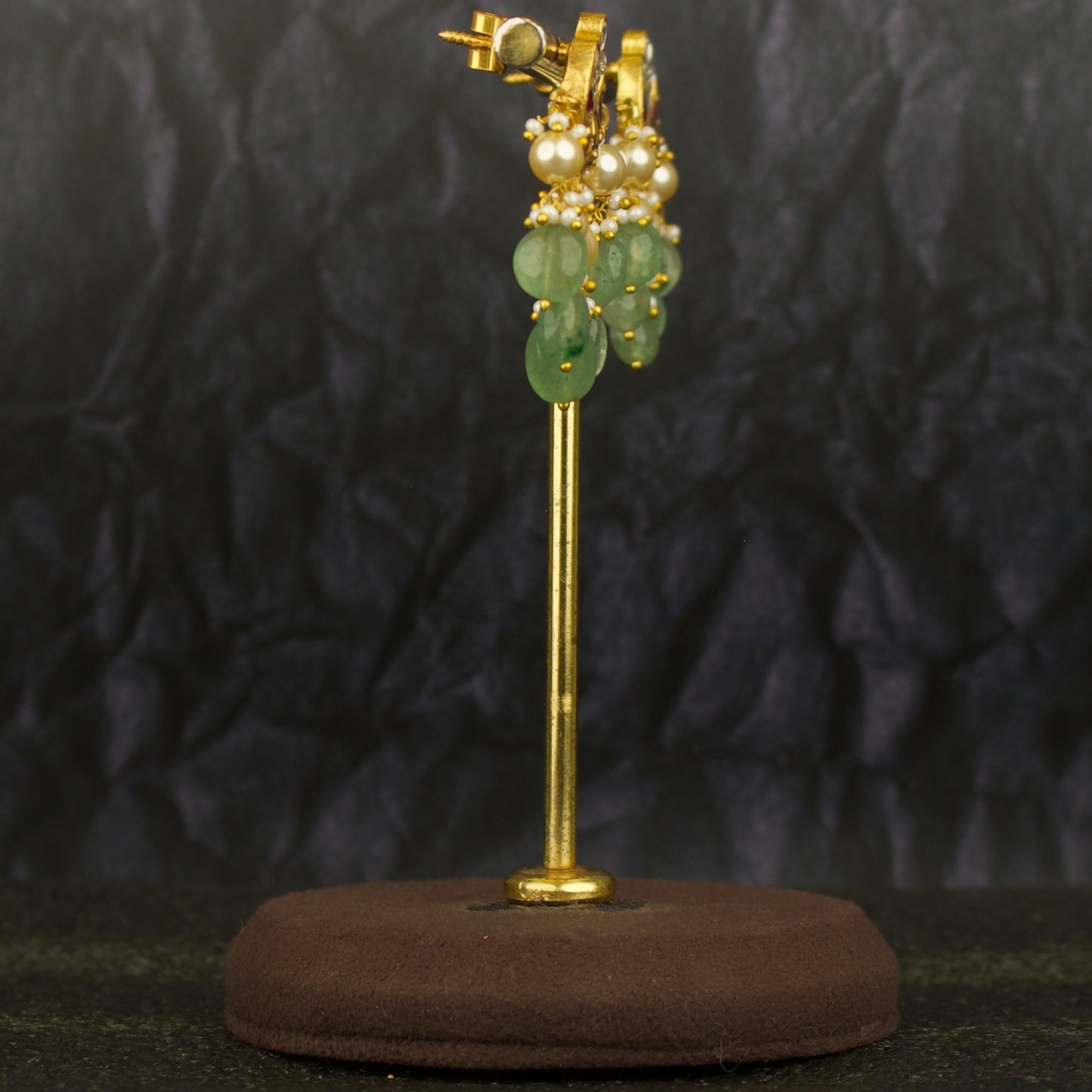 Chandbali Design Studded Jadau Kundan Hanging Earrings