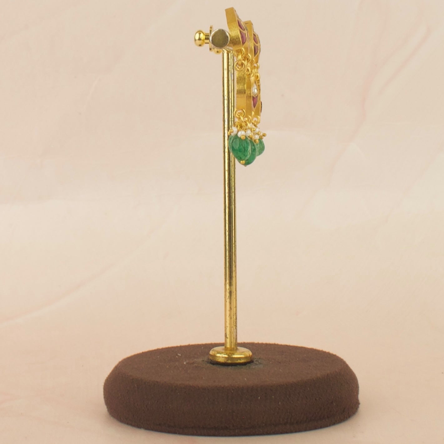 Unique Design Jadau Kundan Hangings Earrings with Green beads