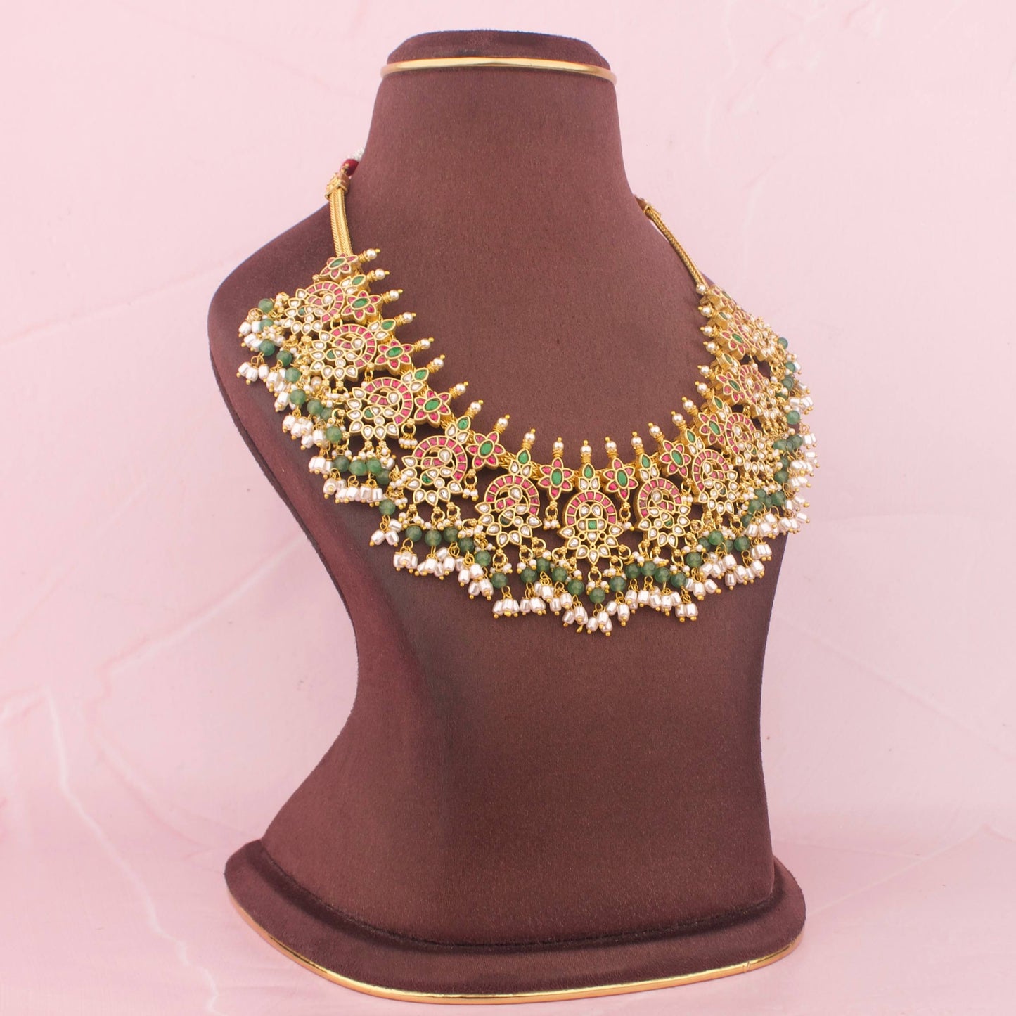 Unique Jadau Kundan Peacock Design Guttapusalu Necklace