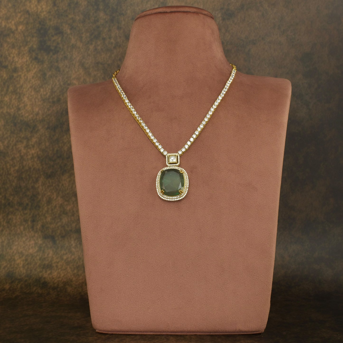 Exquisite Charm: Zirconia Necklace Set with High quality rhodium and 22k Gold plating
