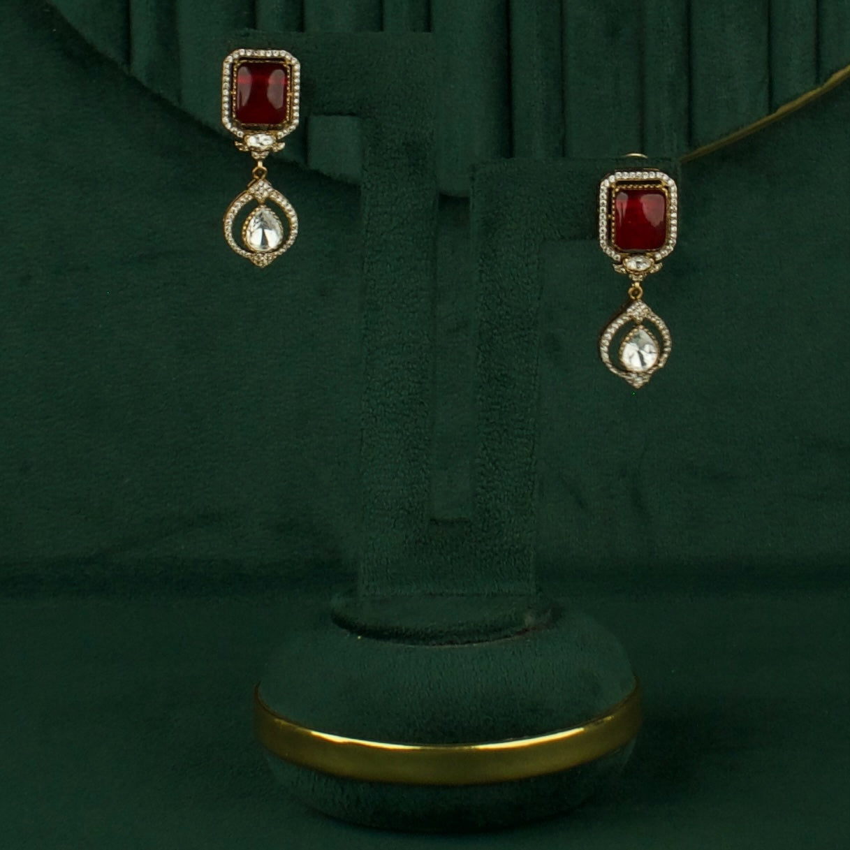Deluxe Peacock Design Fusion Kundan & Polki Victorian Necklace Set