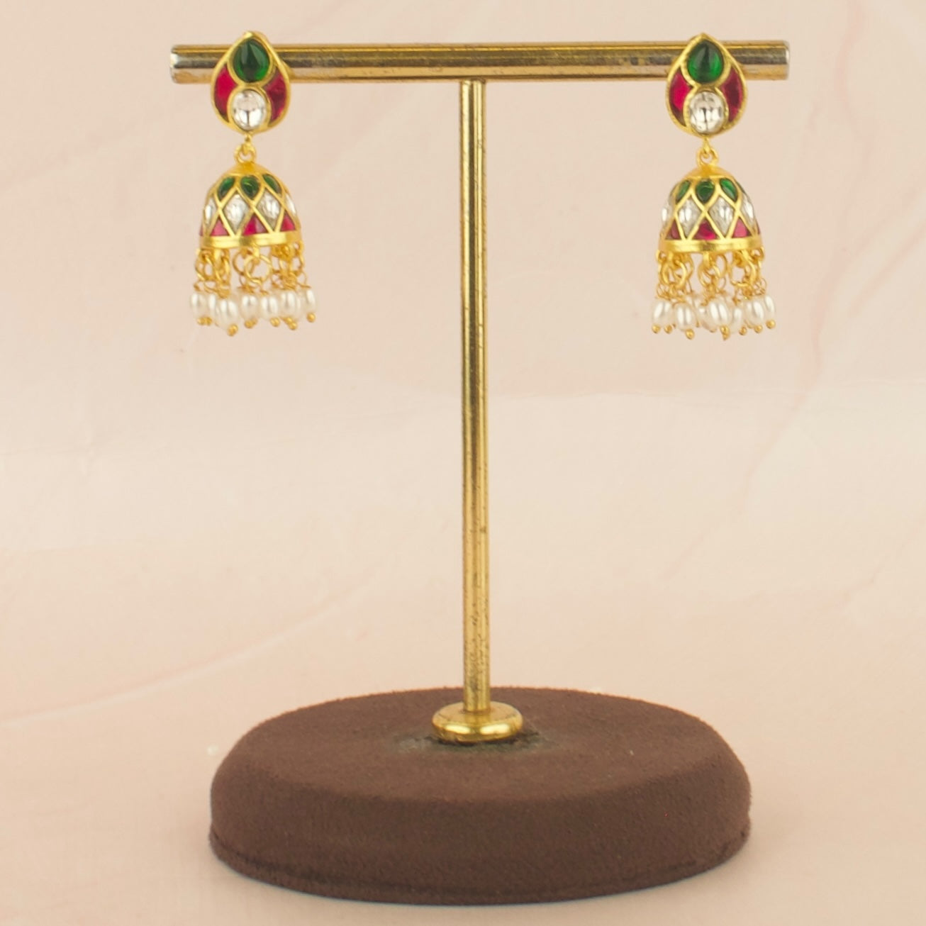 Elegant Jadau Kundan Jhumki with rice beats