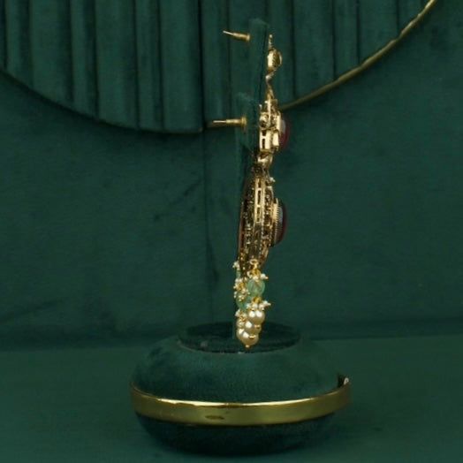 Grand Fusion Kundan & Polki Victorian Mehandi Necklace With Matching Earrings