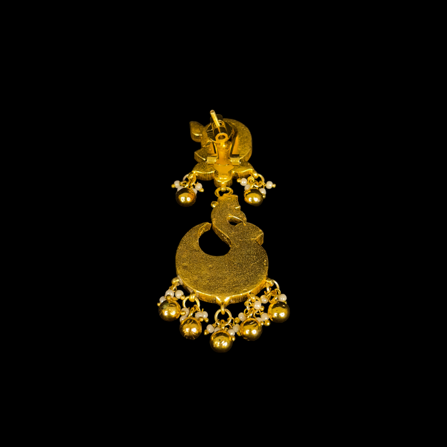 Peacock Elegance Jadau Kundan Chandbali Earrings - DULHAN JEWELS