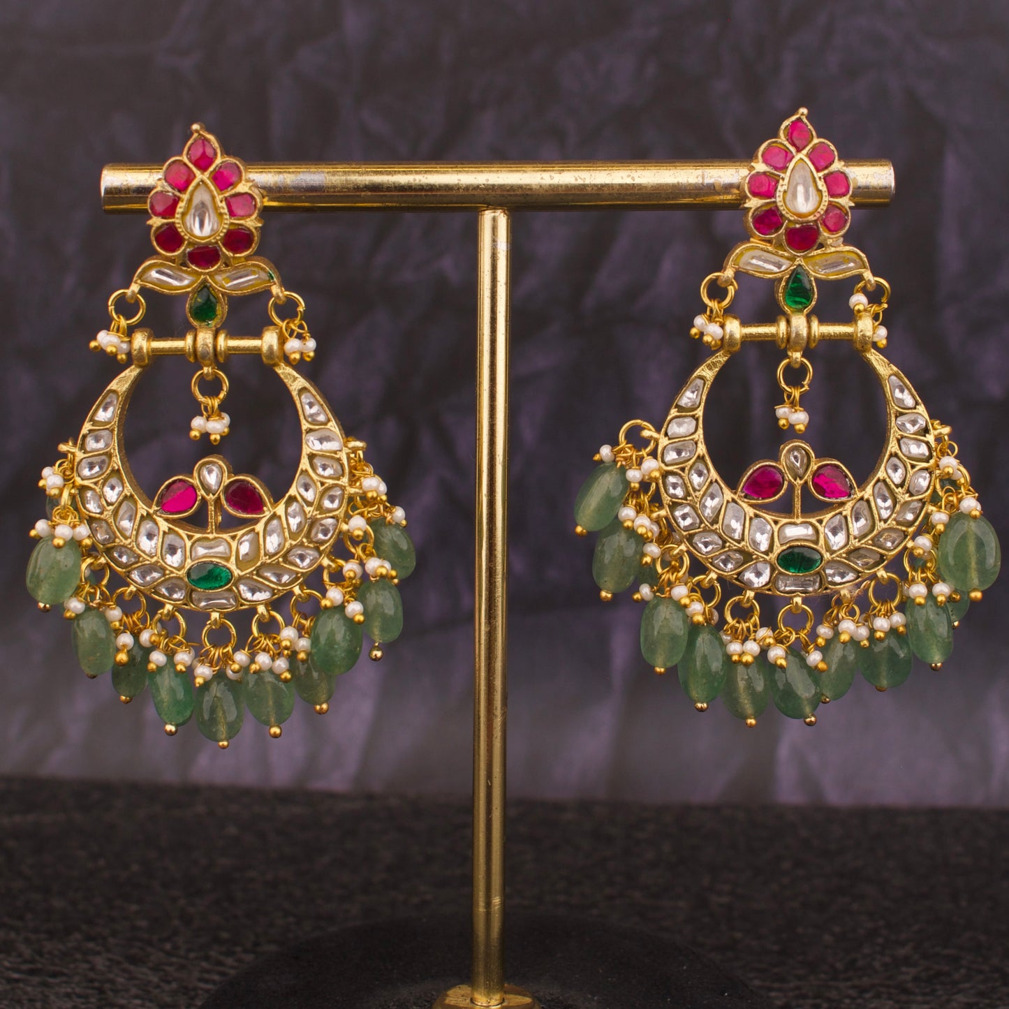 Spectacular Design Jadau Kundan Chand Bali Earrings Online