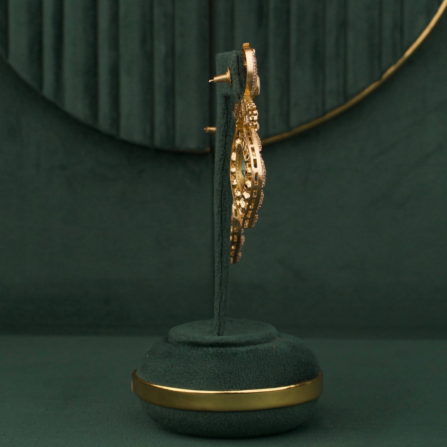 Regal Peacock Polki Necklace Set With Earrings