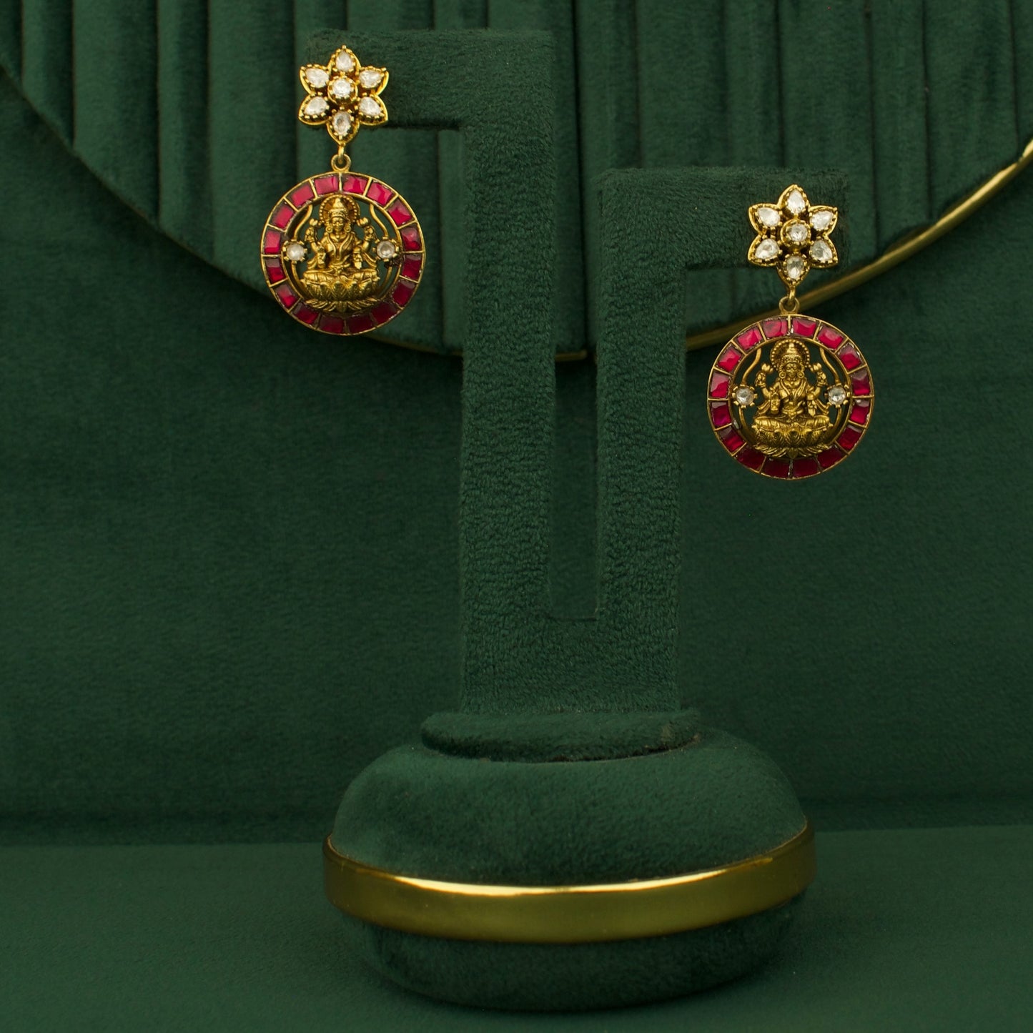 Floral Laksmi Devi Design Mehandi Victorian Necklace with Matching Earrings