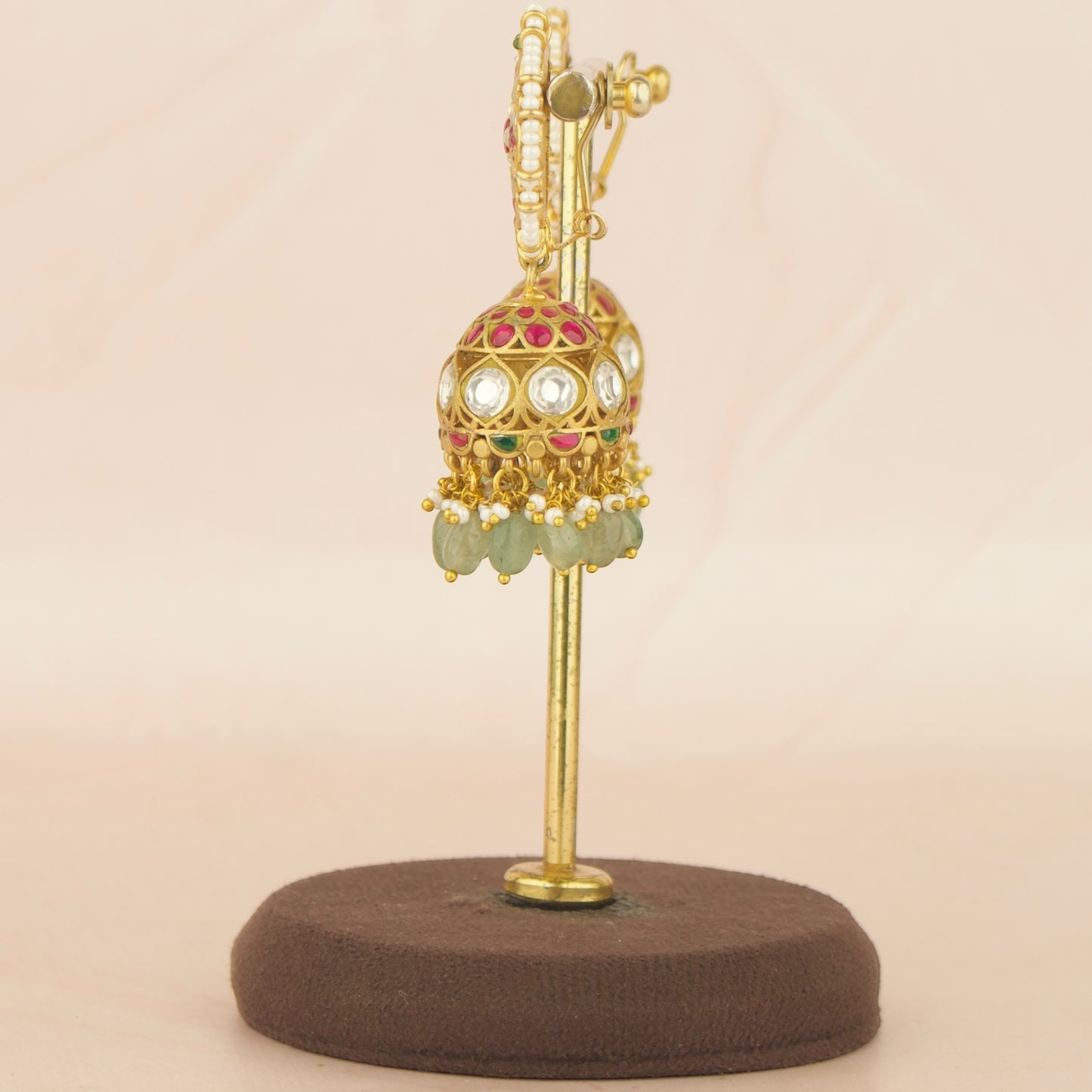 Grand Floral Studded Jadau Kundan Jhumki