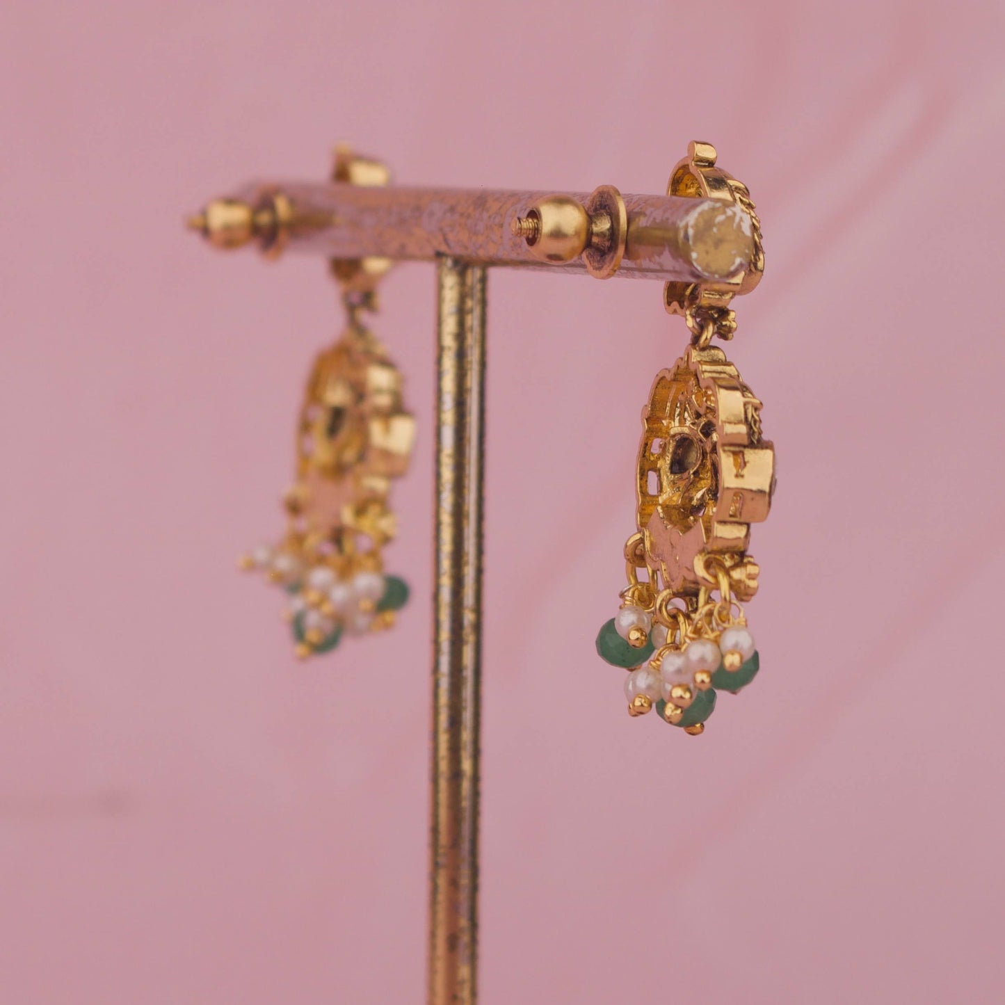 Traditional Peacock Nakshi Jadau Kundan Necklace With Emerald Beads