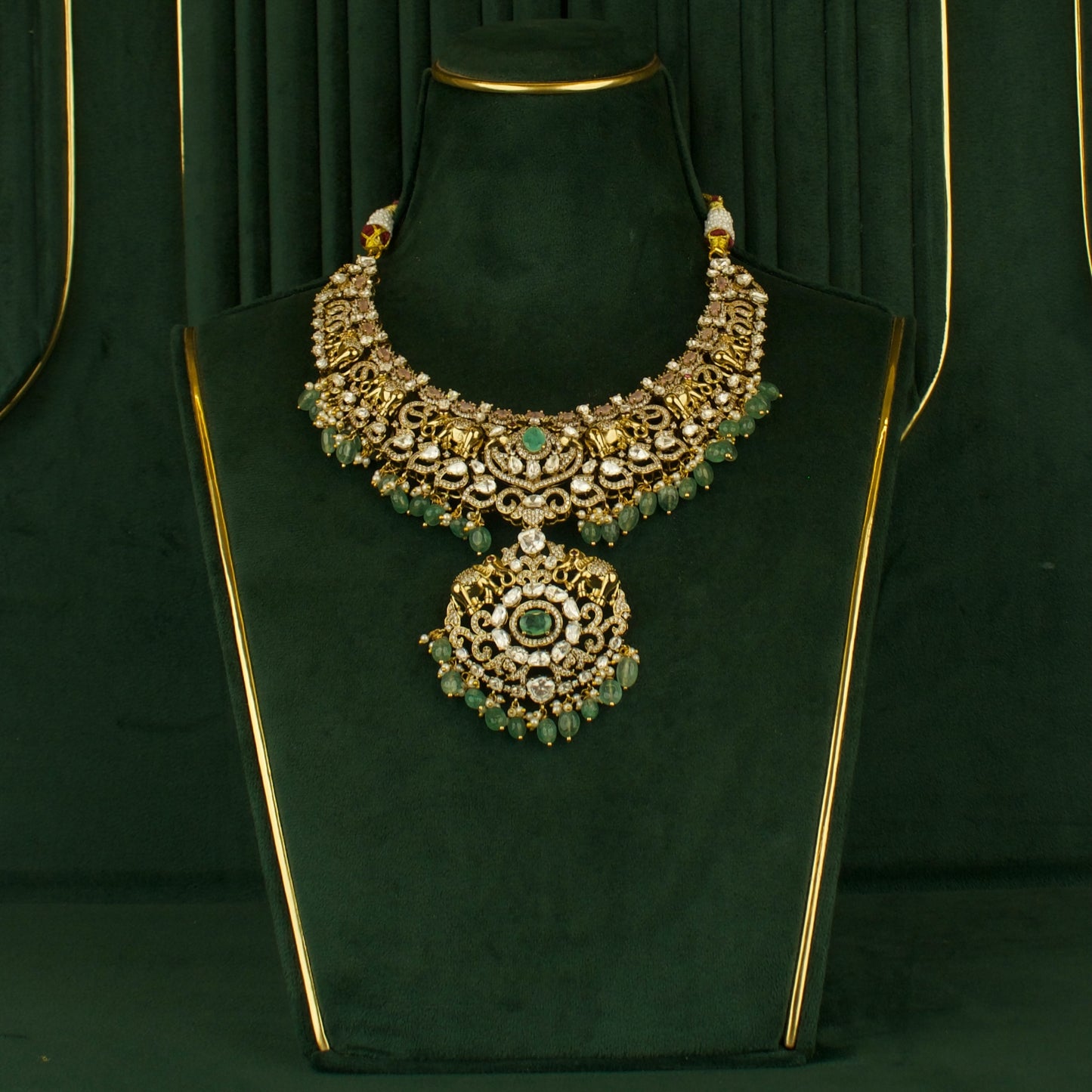 Glorious Fusion Kundan & Polki Victorian Necklace with Matching Earrings
