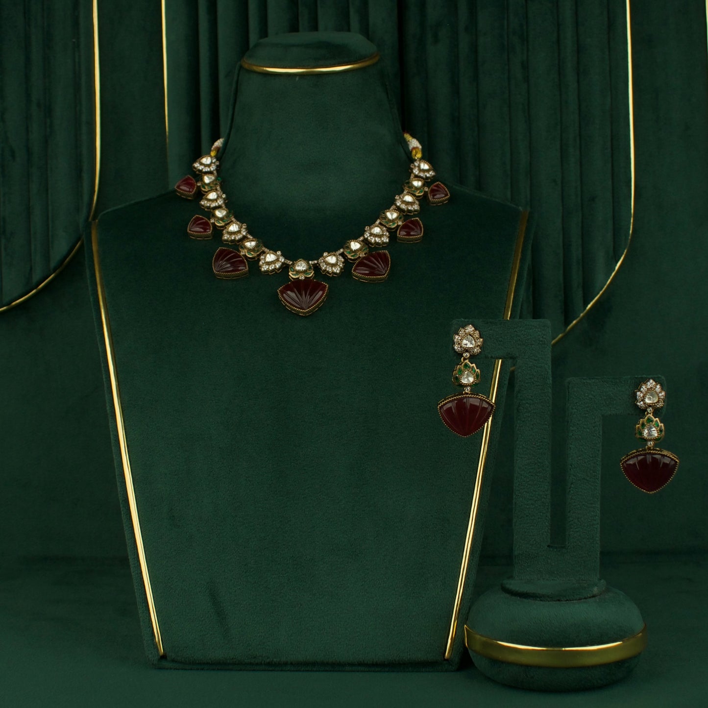 Victorian Finish Ruby Necklace Set