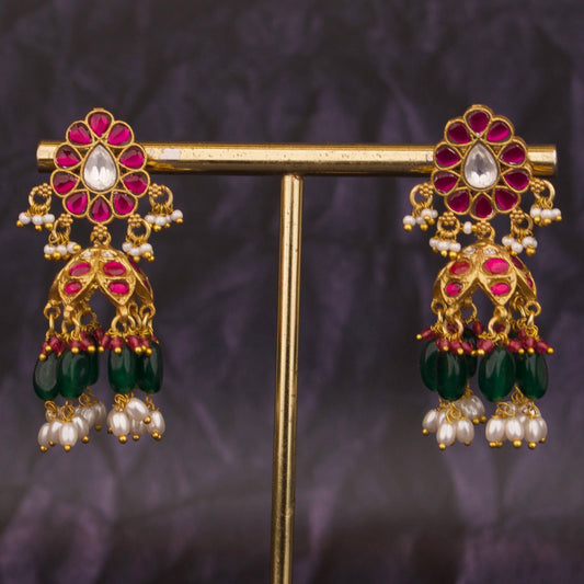 Premium Jadau Kundan Earrings – Gold Inspired Design
