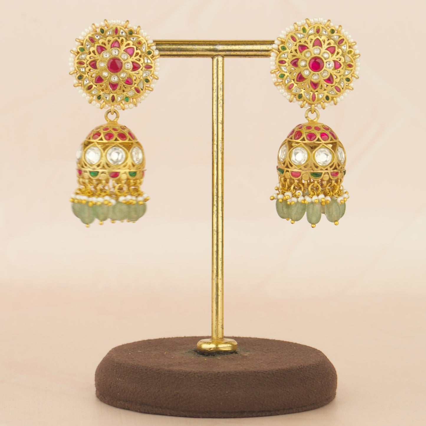 Grand Floral Studded Jadau Kundan Jhumki