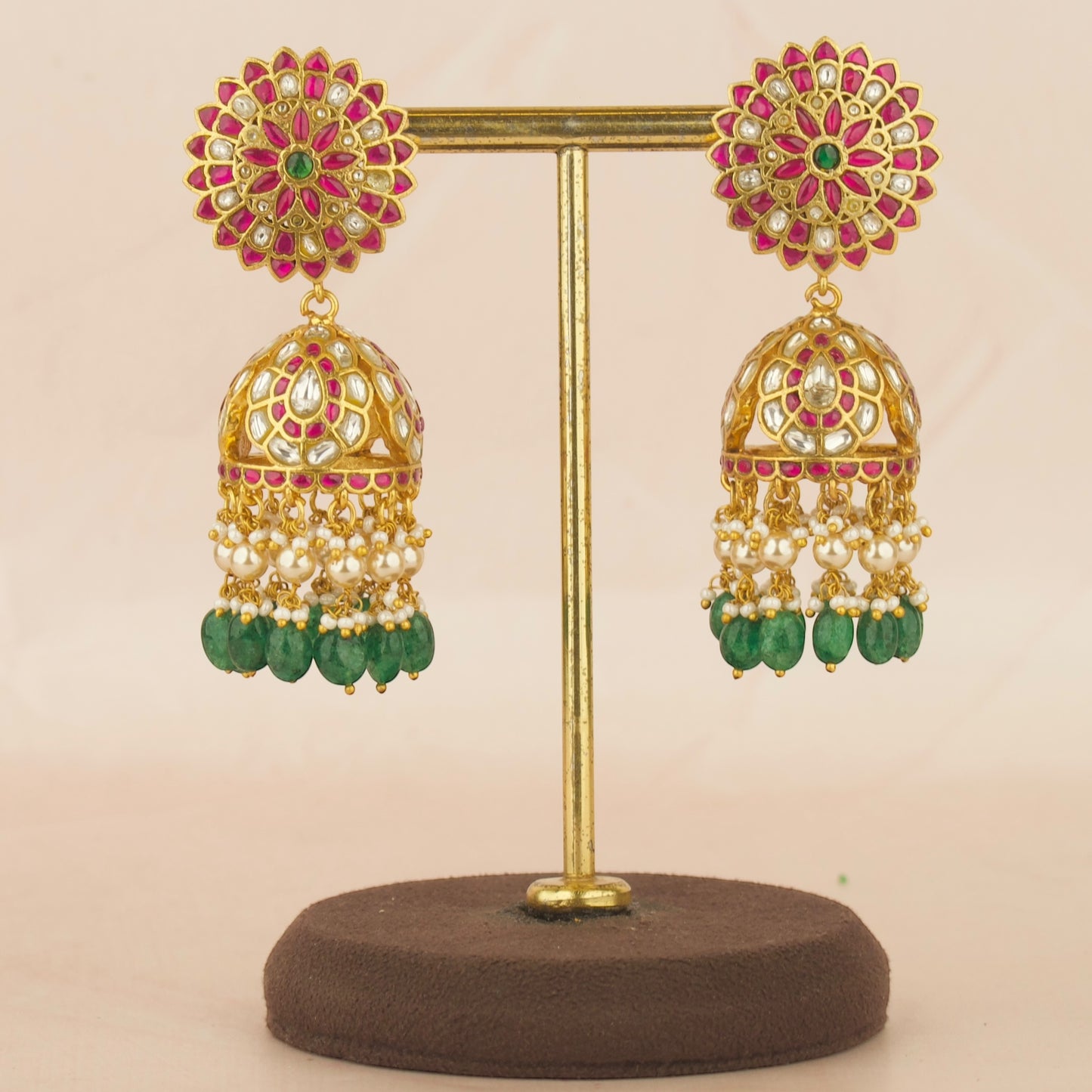 Heritage Floral Design Studded Jadau Kundan Jhumka